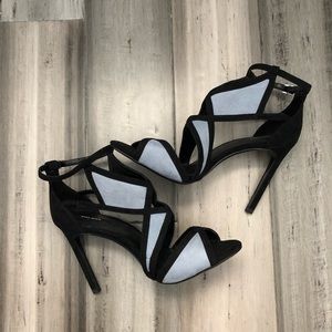 Zara black and blue cutout stiletto Sandal 9.5